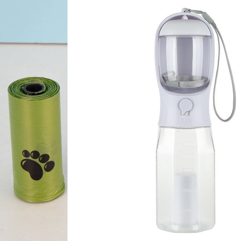 Portable Pet Water Bottle with Food Feeder & Poopbag Dispenser ,3 In 1 product