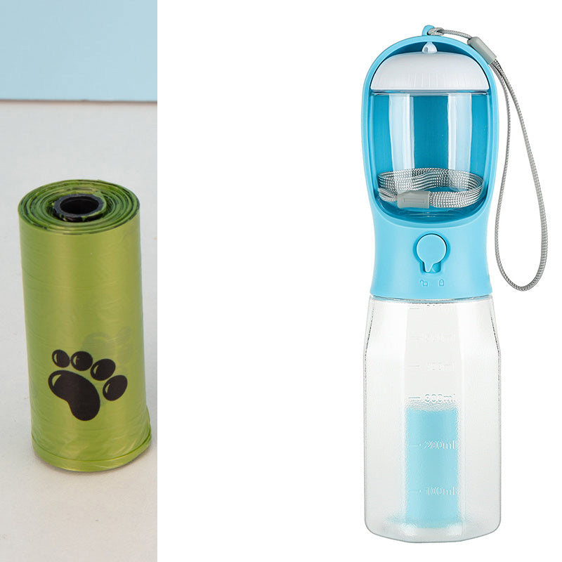Portable Pet Water Bottle with Food Feeder & Poopbag Dispenser ,3 In 1 product
